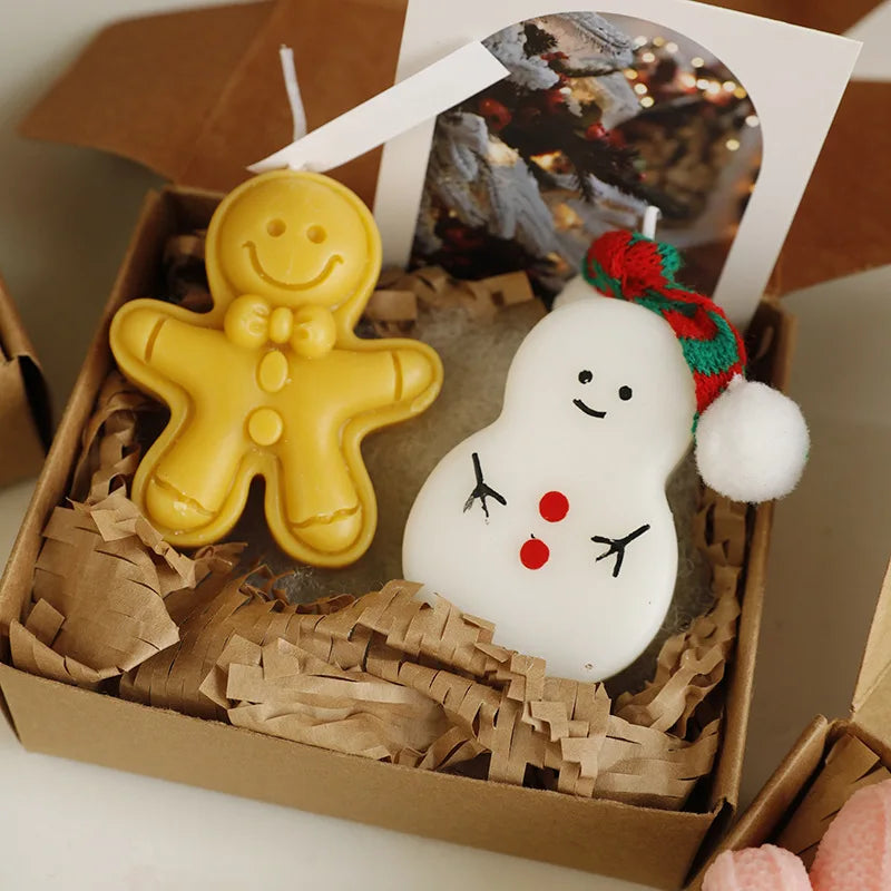 Mini-Coffret de Bougies Festives - Botte/Maison/Sapin Blanc