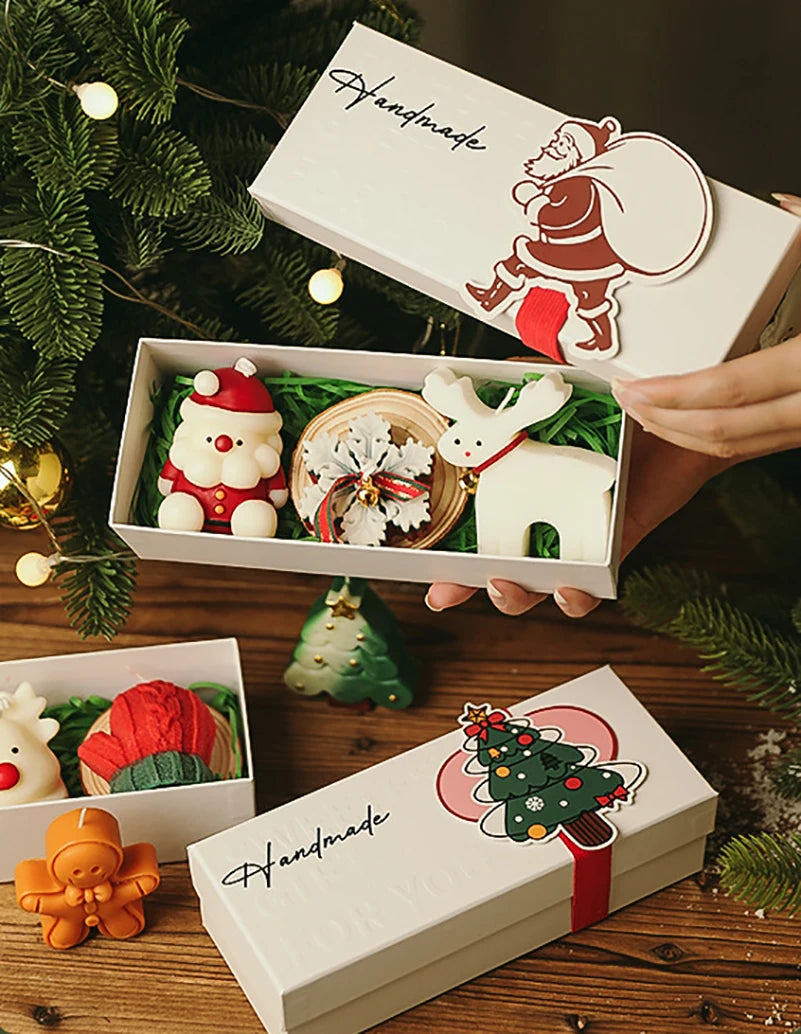 Mini-Coffret de Bougies Festives - Père Noël/Biscuit/Renne